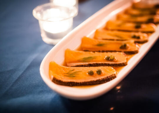 Course 5: Arctic char sashimi with dill and capers