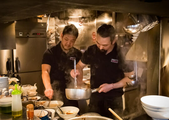 Boom and Keizo making ramen at Bassanova