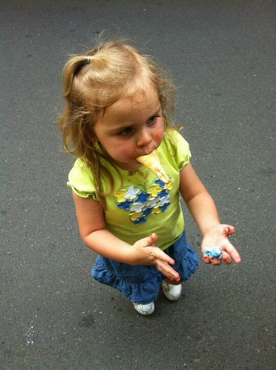 Bug with her ice cream