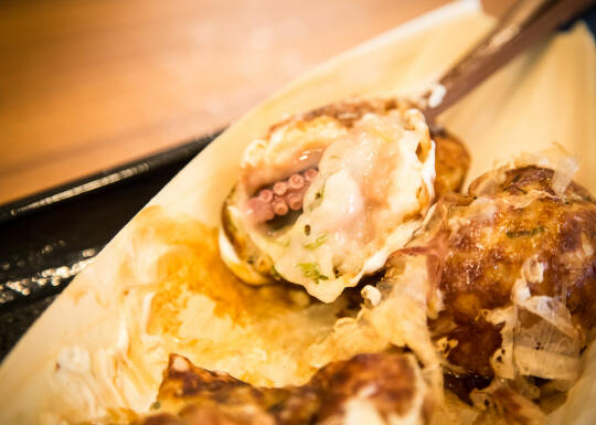 Huge piece of octopus in the takoyaki