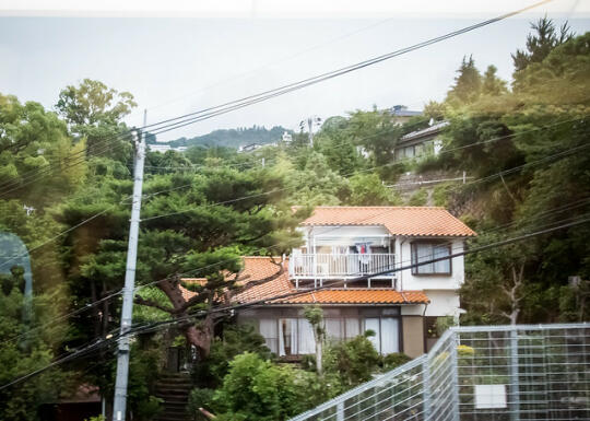 View of a house from the train