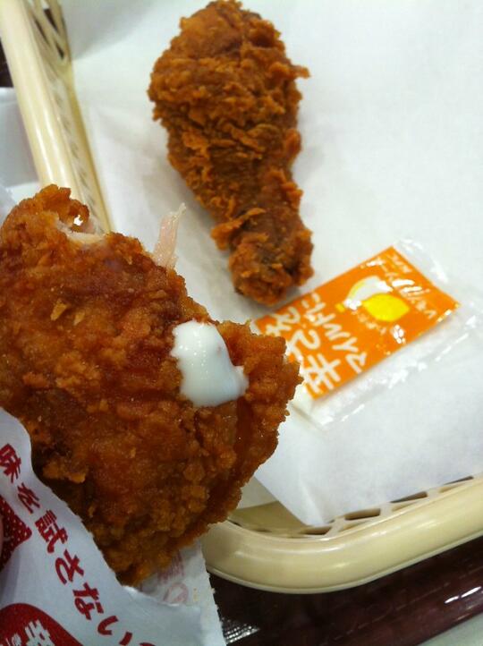 Chicken strip and drumstick from KFC