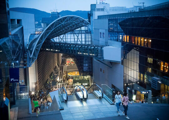 The view down 10+ flights of escalators to the bottom of Kyoto station