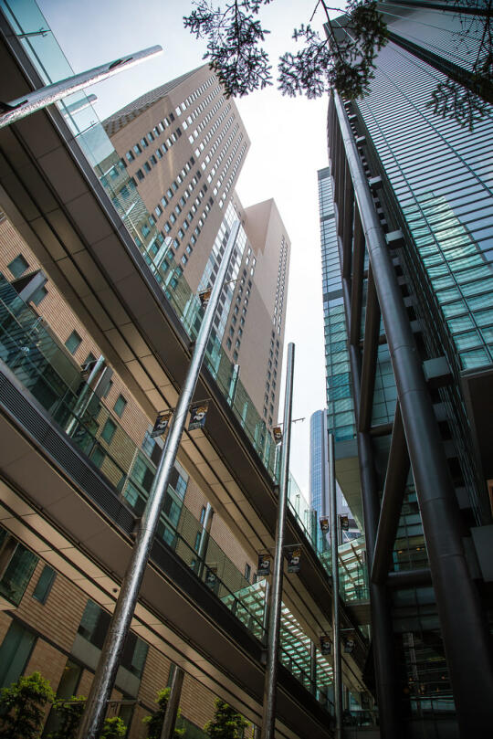 Upward view in the plaza