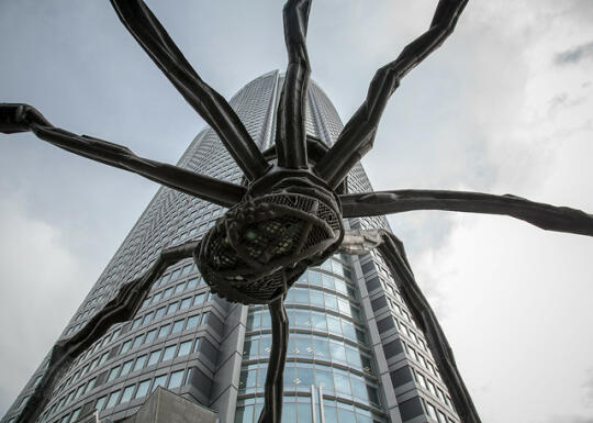 Beneath the spider statue