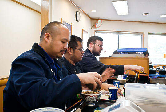 Brian, Francis, and Dave in Yoshinoya