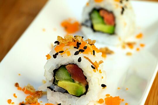 Avocado Sushi Rolls with UMAMI TOPPING (Dragon Rolls with UMAMI