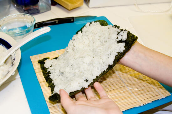 Flipping the nori over