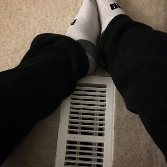 Sitting on the heater