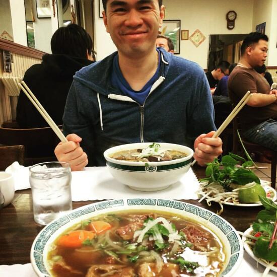 Son with his bun bo hue