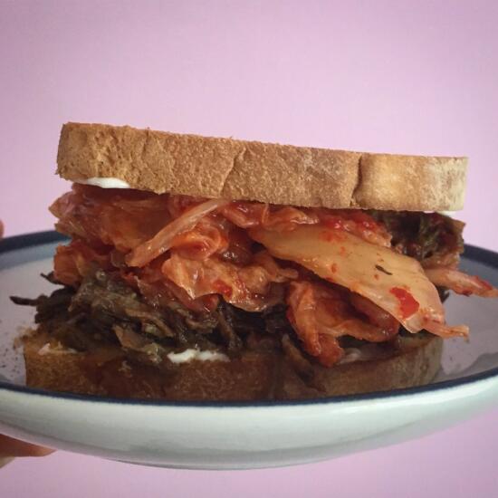 Short rib and kimchi sandwich