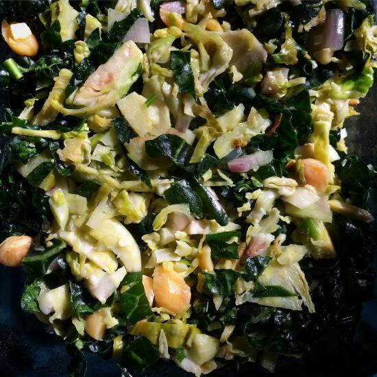 Kale and brussels sprouts salad