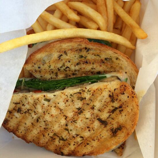 Veggie panini and fries