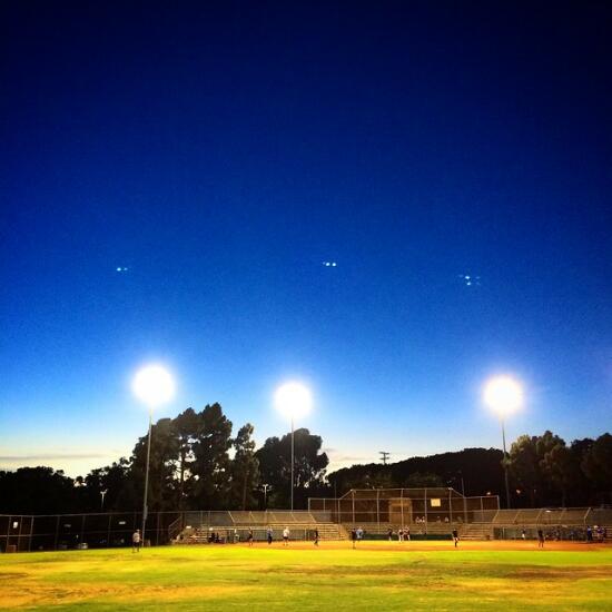 Baseball field at dusk