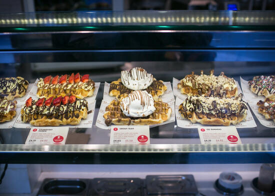 Waffle display at Wafflemeister