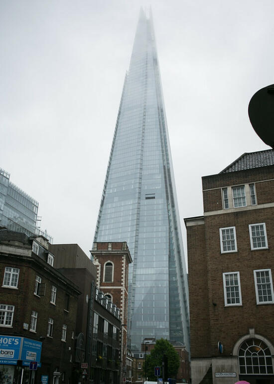 A very tall, imposing tower. Probably the headquarters of some evil genius.