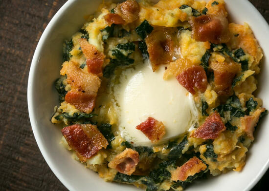 mashed sweet potatoes with kale