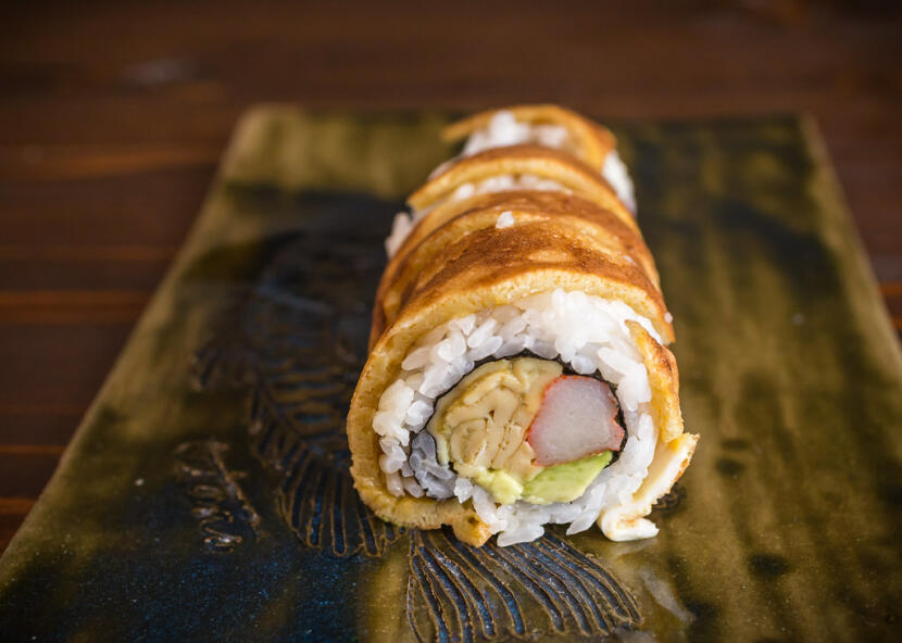 Stoplight Roll wrapped in tamago