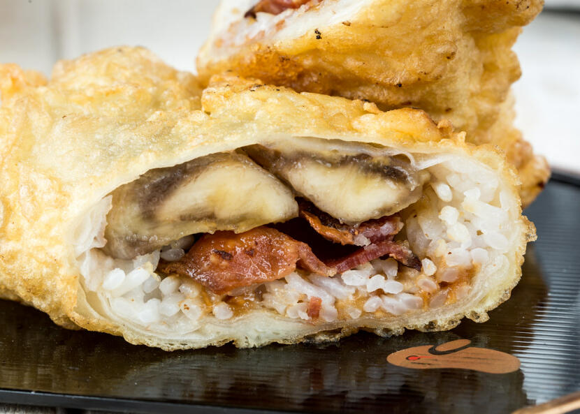 tempura bacon banana roll